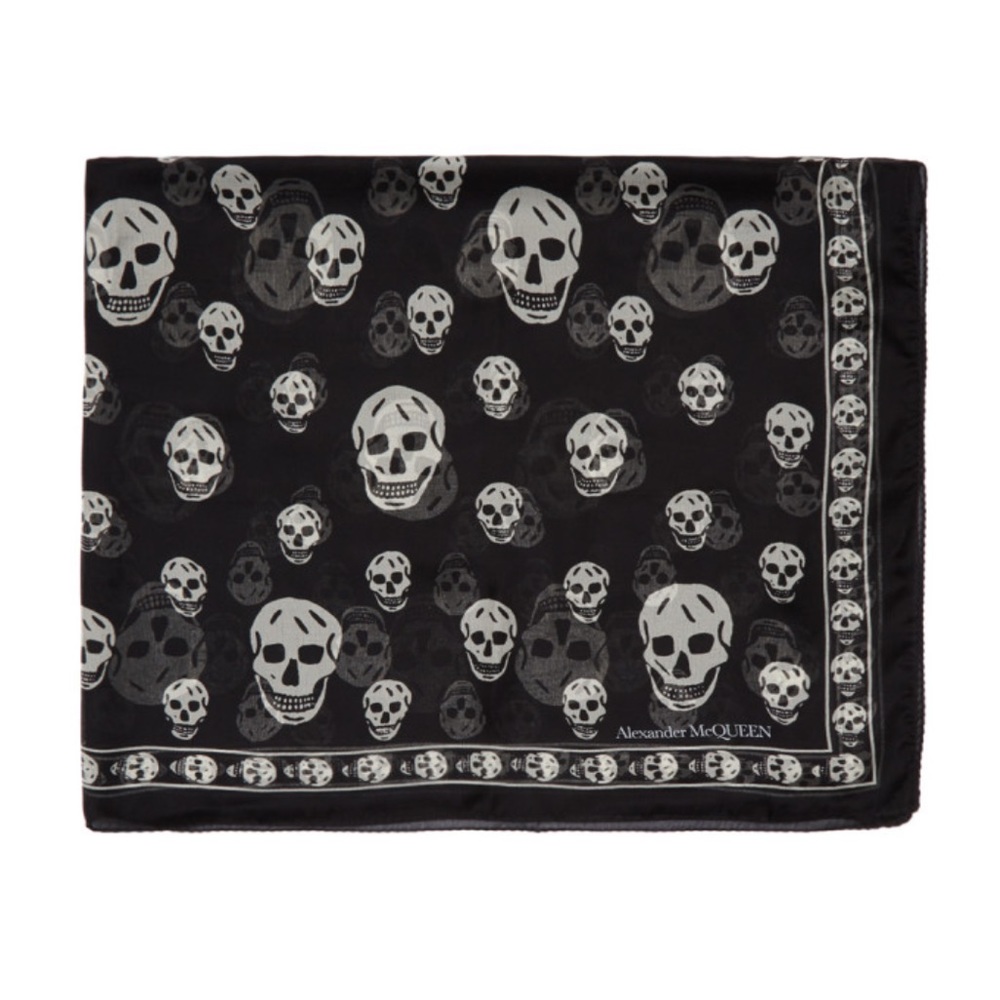 Alexander McQueen Red Classic Skull Scarf